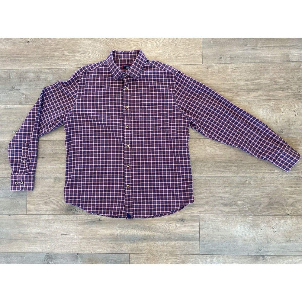 UNTUCKit Plaid Flannel Gingham Long Sleeve Shirt Button UP Men's M Relaxed Red